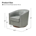 Set of 2 Molly Modern 360-degree Swivel Barrel Genuine Leather Chair with Solid Wood Base|ART OF LIVING DESIGNS