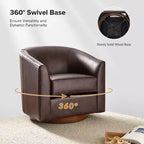 Set of 2 Molly Modern 360-degree Swivel Barrel Genuine Leather Chair with Solid Wood Base|ART OF LIVING DESIGNS