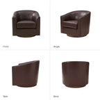 Set of 2 Molly Modern 360-degree Swivel Barrel Genuine Leather Chair with Solid Wood Base|ART OF LIVING DESIGNS