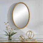 Uttermost Serna Gold Leaf 20 x 30 Beaded Oval Wall Mirror