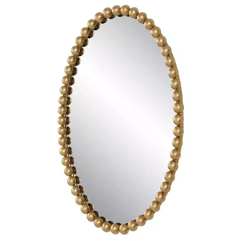 Uttermost Serna Gold Leaf 20 x 30 Beaded Oval Wall Mirror