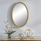 Uttermost Serna Gold Leaf 20 x 30 Beaded Oval Wall Mirror