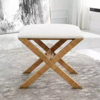 Uttermost St. Tropez 19 Wide Textured White Fabric Bench