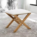 Uttermost St. Tropez 19 Wide Textured White Fabric Bench