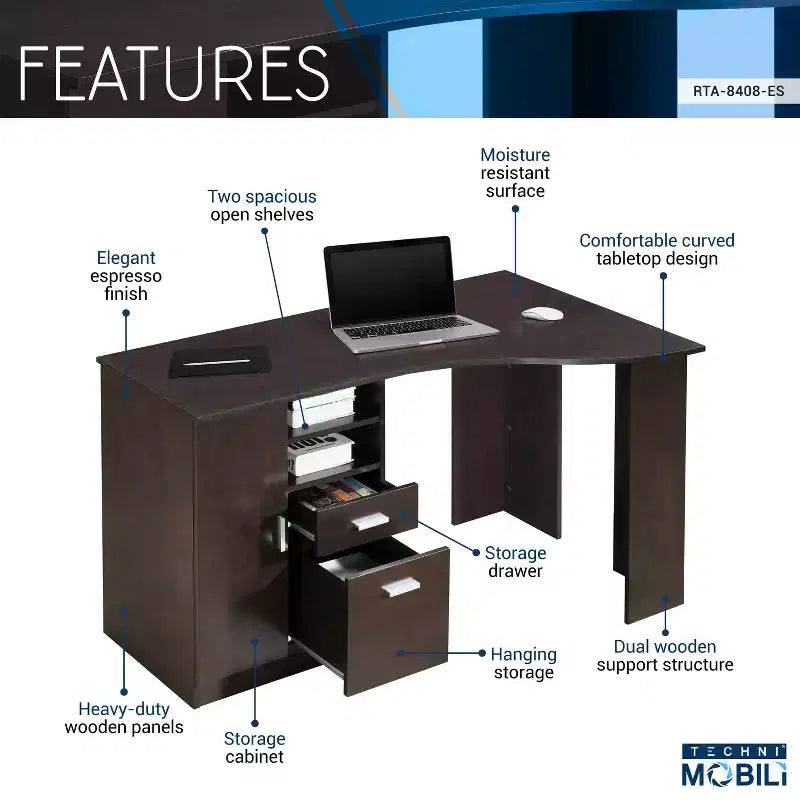 Classic Office Desk with Storage - Techni Mobili