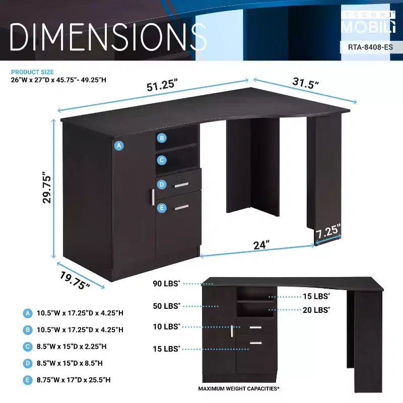 Classic Office Desk with Storage - Techni Mobili