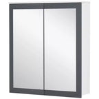 kleankin Armadietto dei medicinali, Specchio da bagno con armadietto e 2 ripiani regolabili, Specchio da bagno a parete, Bianco