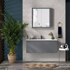kleankin Armadietto dei medicinali, Specchio da bagno con armadietto e 2 ripiani regolabili, Specchio da bagno a parete, Bianco