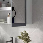 kleankin Armadietto dei medicinali, Specchio da bagno con armadietto e 2 ripiani regolabili, Specchio da bagno a parete, Bianco