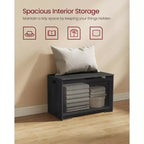 29.9 Inches Wide Farmhouse Style Storage Bench with 2 Safety Hinges, Entryway Shoe Bench for Home Organization