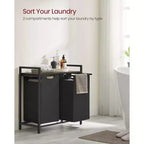 VASAGLE Laundry Hamper Laundry Basket with 2 Pull-Out Bags Laundry Sorter with Shelf