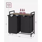VASAGLE Laundry Hamper Laundry Basket with 2 Pull-Out Bags Laundry Sorter with Shelf