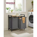 VASAGLE Laundry Hamper Laundry Basket with 2 Pull-Out Bags Laundry Sorter with Shelf
