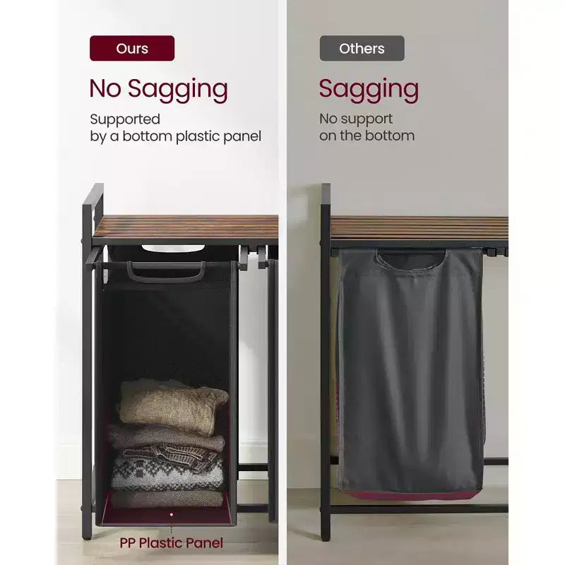 VASAGLE Laundry Hamper Laundry Basket with 2 Pull-Out Bags Laundry Sorter with Shelf
