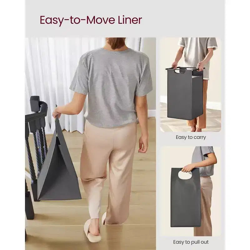 VASAGLE Laundry Hamper Laundry Basket with 2 Pull-Out Bags Laundry Sorter with Shelf