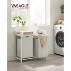 VASAGLE Laundry Hamper Laundry Basket with 2 Pull-Out Bags Laundry Sorter with Shelf