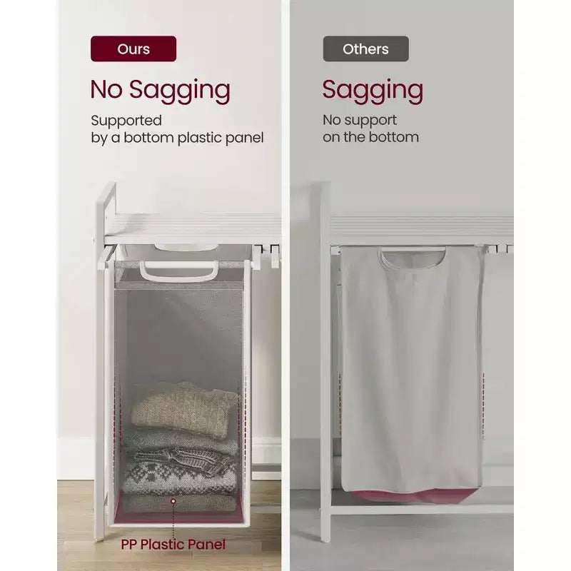 VASAGLE Laundry Hamper Laundry Basket with 2 Pull-Out Bags Laundry Sorter with Shelf