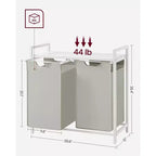 VASAGLE Laundry Hamper Laundry Basket with 2 Pull-Out Bags Laundry Sorter with Shelf