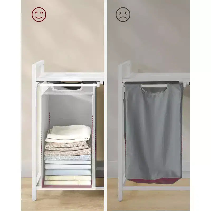 VASAGLE Laundry Hamper Laundry Basket with 2 Pull-Out Bags Laundry Sorter with Shelf