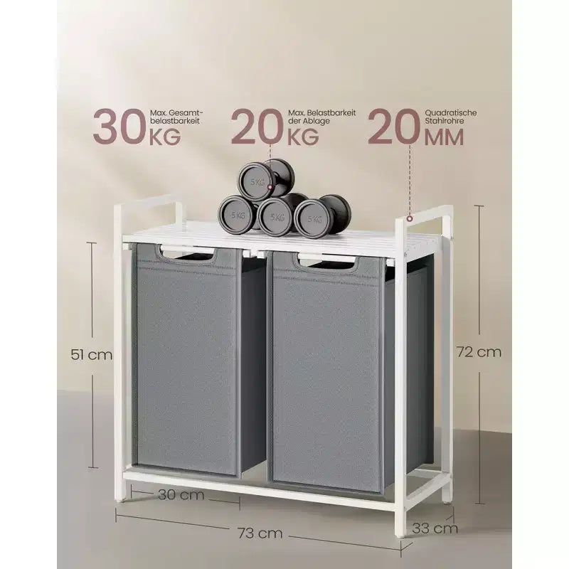 VASAGLE Laundry Hamper Laundry Basket with 2 Pull-Out Bags Laundry Sorter with Shelf