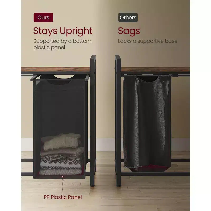 VASAGLE Laundry Hamper Laundry Basket with 2 Pull-Out Bags Laundry Sorter with Shelf