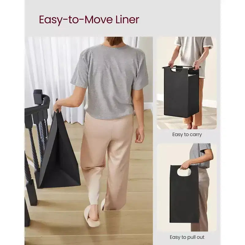 VASAGLE Laundry Hamper Laundry Basket with 2 Pull-Out Bags Laundry Sorter with Shelf