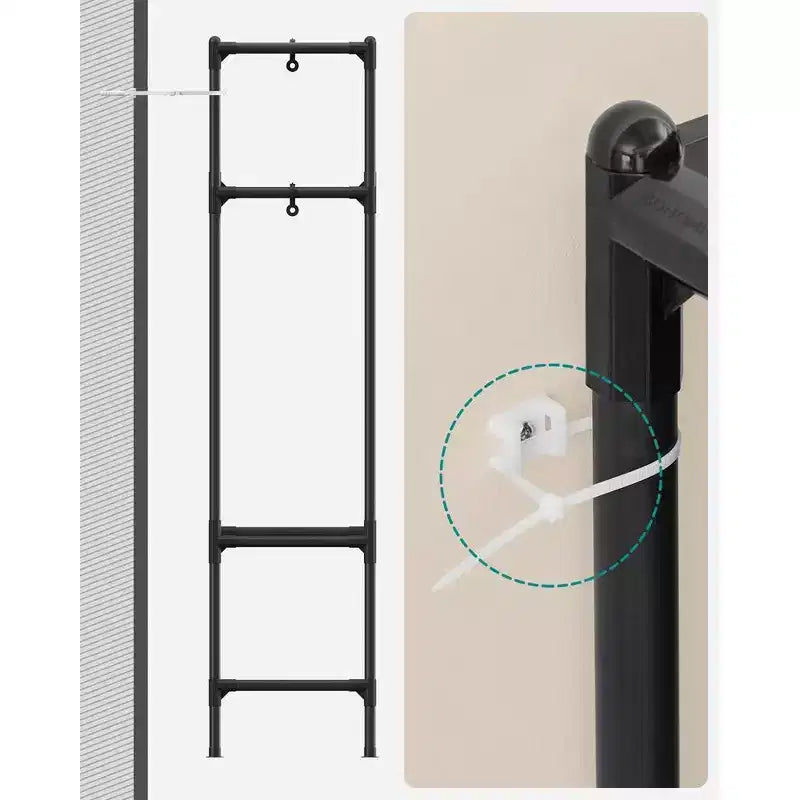 SONGMICS Heavy Duty Clothes Rack 65 Inch Freestanding Portable Wardrobe with Hanging Rails and Shelves Total Load 242 lb Black