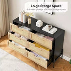 Cassettiera in Rattan Whizmax, Cassettiera Alta a 6 Cassetti per Camera da Letto, Unità Organizer per Armadio Soggiorno Corridoio Ingresso