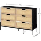 Cassettiera in Rattan Whizmax, Cassettiera Alta a 6 Cassetti per Camera da Letto, Unità Organizer per Armadio Soggiorno Corridoio Ingresso