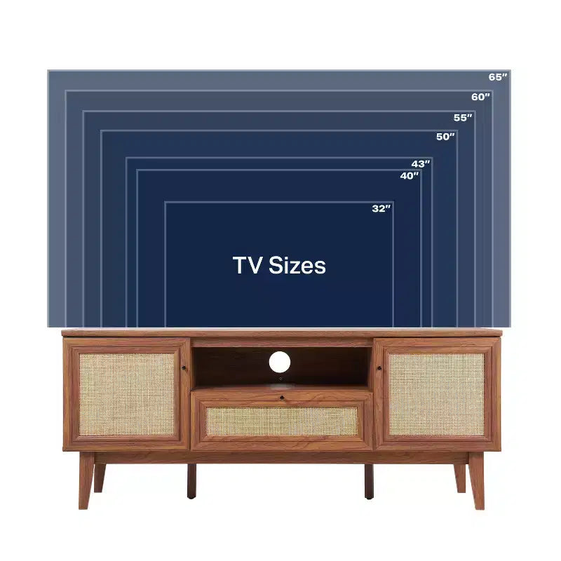 JONATHAN Y TVS1002A Finley Mobile TV Rustico con Ante e Cassetti da 149 cm, Adatto per TV fino a 65 pollici, con Foro Passacavi