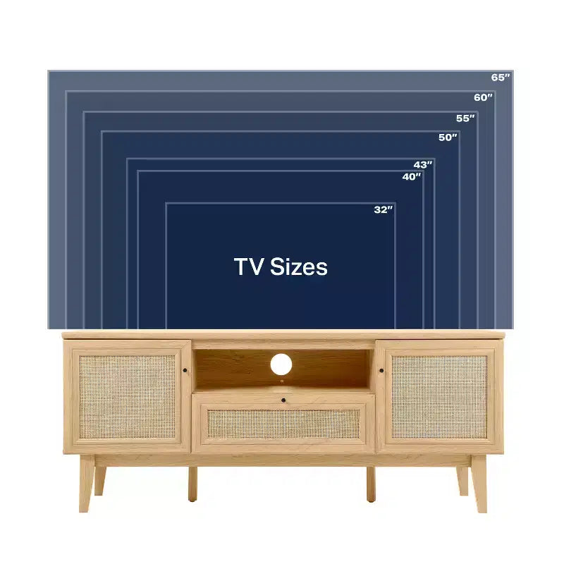 JONATHAN Y TVS1002A Finley Mobile TV Rustico con Ante e Cassetti da 149 cm, Adatto per TV fino a 65 pollici, con Foro Passacavi