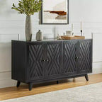 Adolf Credenza con Motivo a Spina di Pesce in Stile Mid-century Larga 57 pollici con Ripiani Regolabili|HULALA HOME
