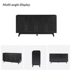 Adolf Credenza con Motivo a Spina di Pesce in Stile Mid-century Larga 57 pollici con Ripiani Regolabili|HULALA HOME