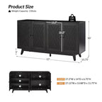 Adolf Credenza con Motivo a Spina di Pesce in Stile Mid-century Larga 57 pollici con Ripiani Regolabili|HULALA HOME