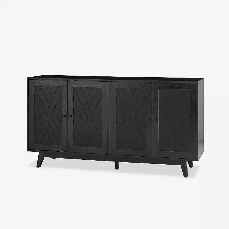 Adolf 57Wide Mid-century Chevron-patterned Sideboard with Adjustable Shelves|HULALA HOME
