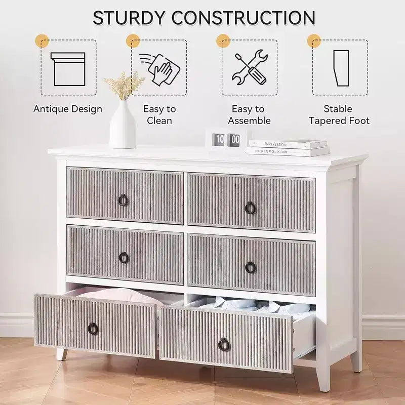 Whizmax Dresser for Bedroom with 5 Drawers, Wide Chest of Drawers, Long Wooden Dresser for Bedroom, Living Room, Hallway, Nursery