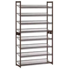 8-Tier Metal Shoe Rack, Adjustable Shelves Hold 32-40 Pairs, Set of 2 Stackable Shoe Organizers