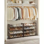8-Tier Metal Shoe Rack, Adjustable Shelves Hold 32-40 Pairs, Set of 2 Stackable Shoe Organizers