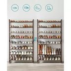 8-Tier Metal Shoe Rack, Adjustable Shelves Hold 32-40 Pairs, Set of 2 Stackable Shoe Organizers