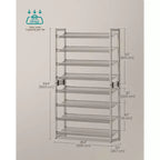 8-Tier Metal Shoe Rack, Adjustable Shelves Hold 32-40 Pairs, Set of 2 Stackable Shoe Organizers