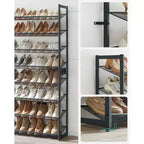 8-Tier Metal Shoe Rack, Adjustable Shelves Hold 32-40 Pairs, Set of 2 Stackable Shoe Organizers