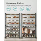 8-Tier Metal Shoe Rack, Adjustable Shelves Hold 32-40 Pairs, Set of 2 Stackable Shoe Organizers