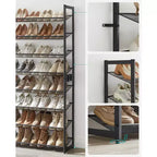 8-Tier Metal Shoe Rack, Adjustable Shelves Hold 32-40 Pairs, Set of 2 Stackable Shoe Organizers