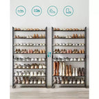 8-Tier Metal Shoe Rack, Adjustable Shelves Hold 32-40 Pairs, Set of 2 Stackable Shoe Organizers