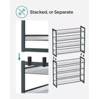 8-Tier Metal Shoe Rack, Adjustable Shelves Hold 32-40 Pairs, Set of 2 Stackable Shoe Organizers