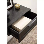 Kate and Laurel Ori Floating Side Table Rattan, 18x13x6, Black