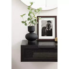Kate and Laurel Ori Floating Side Table Rattan, 18x13x6, Black