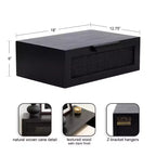 Kate and Laurel Ori Floating Side Table Rattan, 18x13x6, Black