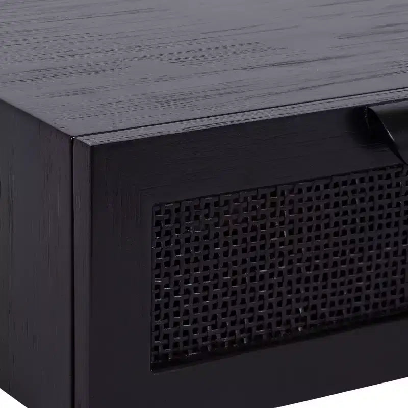 Kate and Laurel Ori Floating Side Table Rattan, 18x13x6, Black