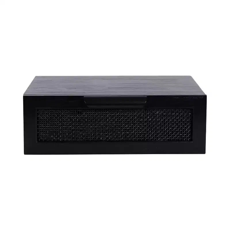 Kate and Laurel Ori Floating Side Table Rattan, 18x13x6, Black